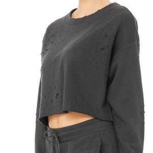 Alo cropped distressed sweatshirt